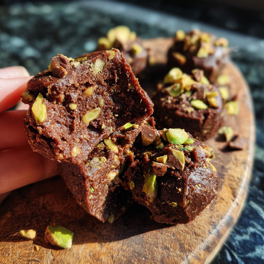 Chocolate Pistachio Fudge Bites