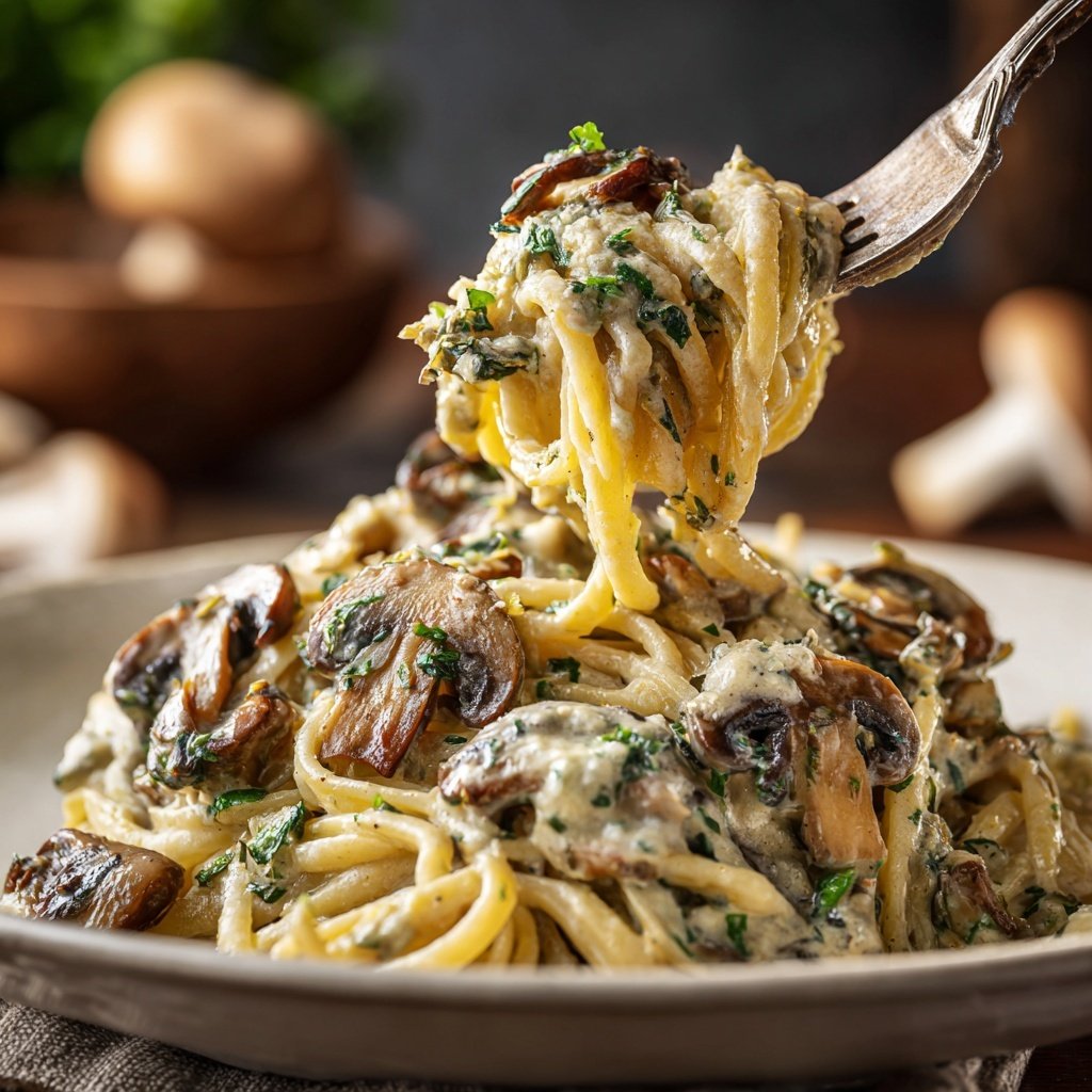 Valentine Dinner Creamy Mushroom Pasta