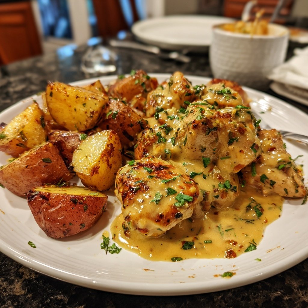 Creamy Dijon Chicken With Roasted Potatoes