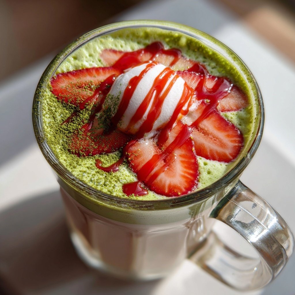 Strawberry Matcha Latte With Milk