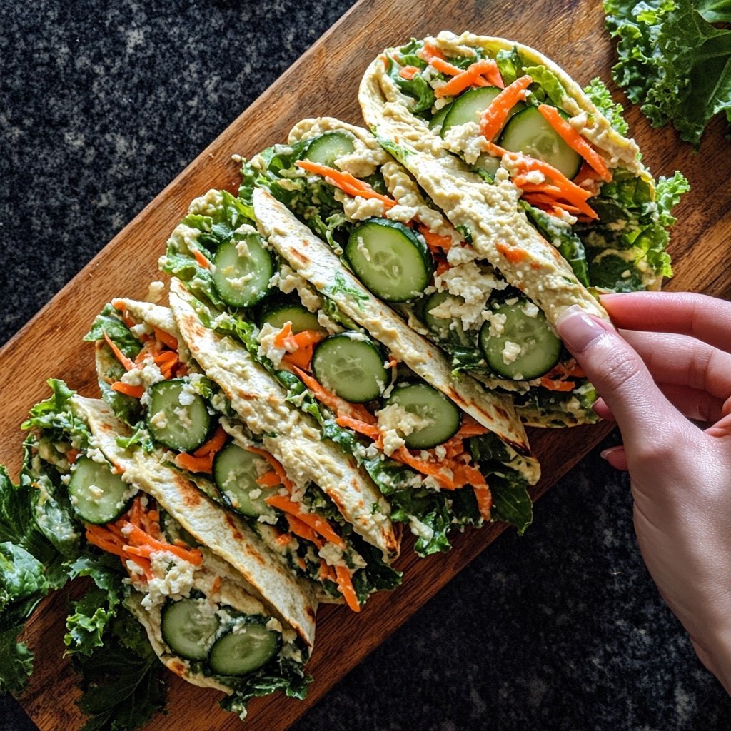 High-Protein Veggie Hummus Wrap Lunch