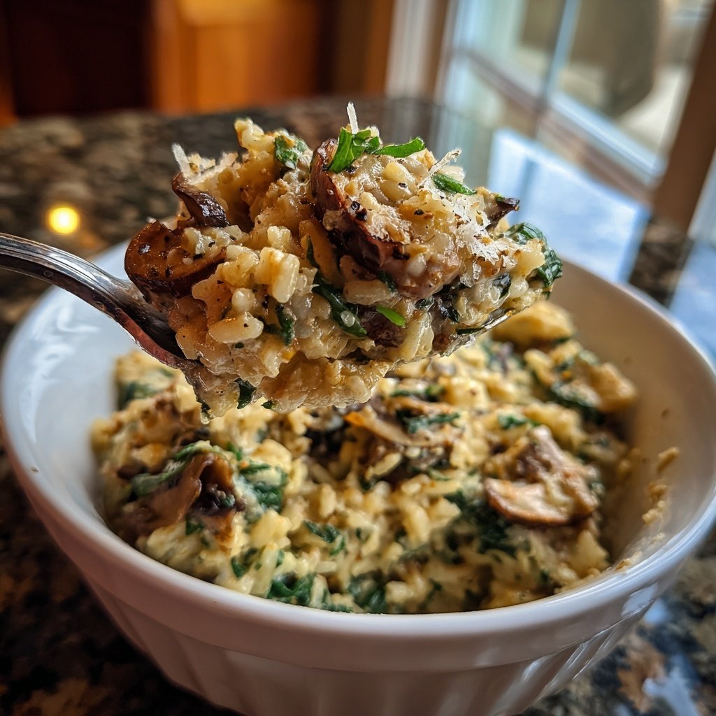 Creamy Mushroom Spinach Rice