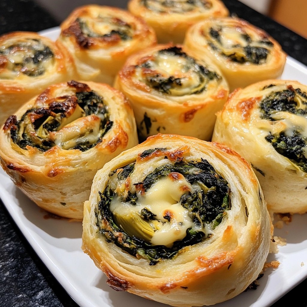 CHEESY SPINACH AND ARTICHOKE PINWHEELS